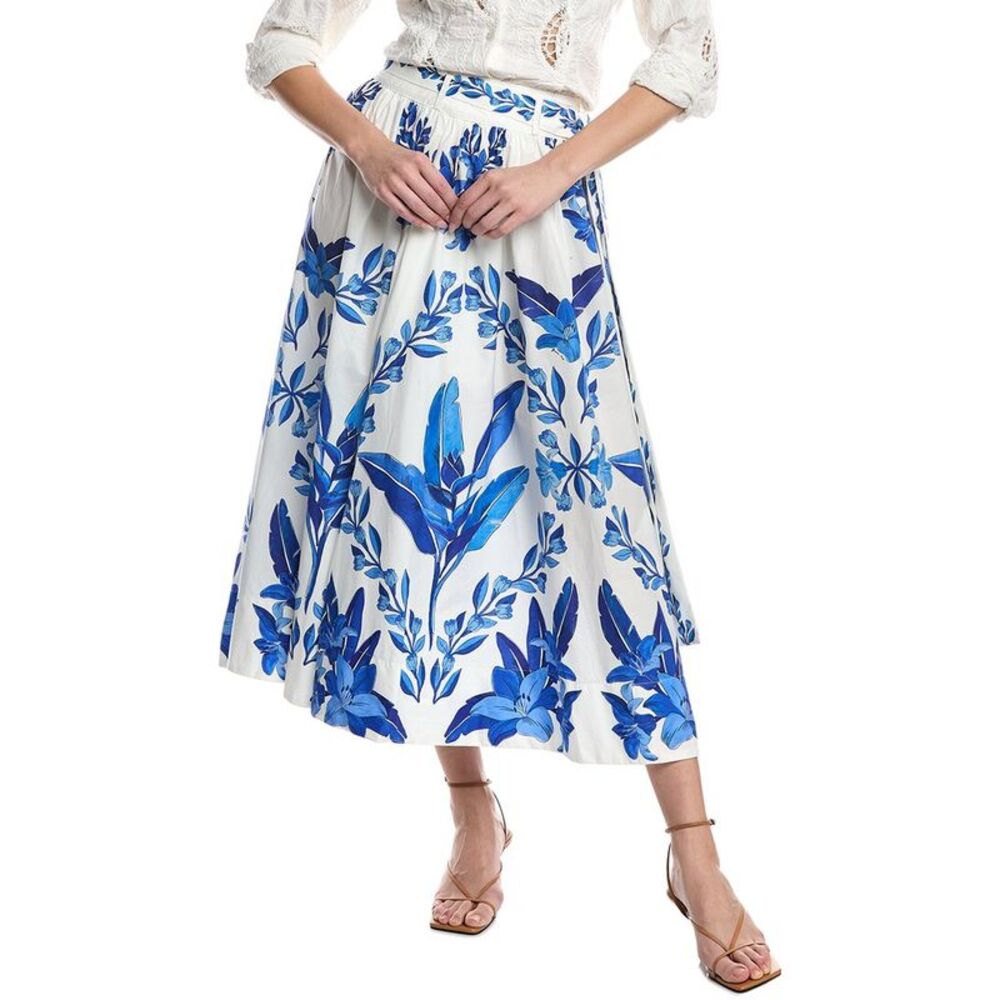 FARM Rio Blue Floral Midi Skirt